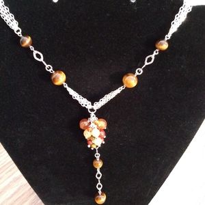 Paola Valentini sterling tigers eye Y necklace